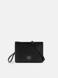 Two-Way Leather Clutch Bag - Black