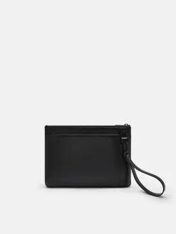 Two-Way Leather Clutch Bag - Black