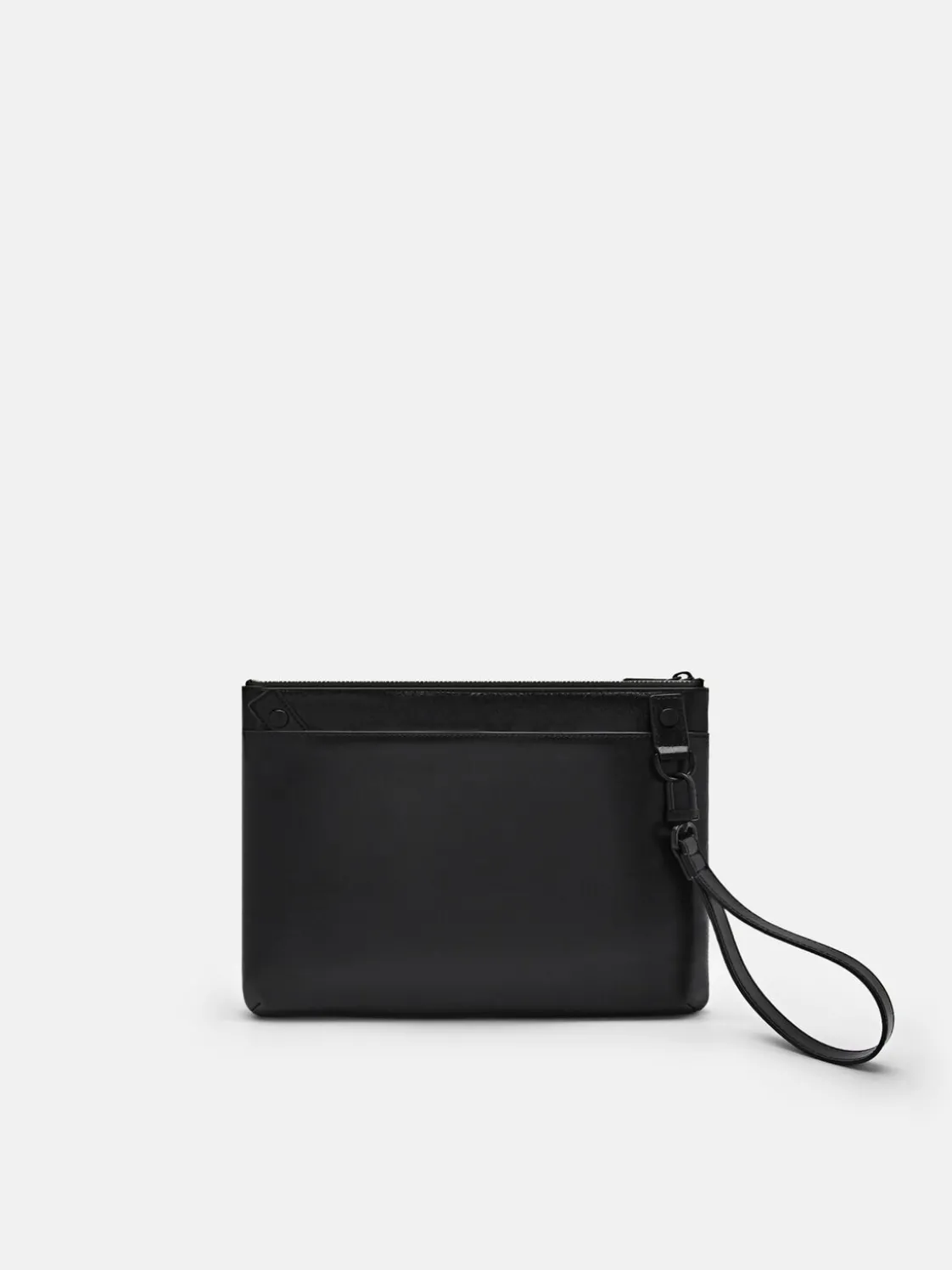 Two-Way Leather Clutch Bag - Black
