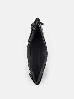 Two-Way Leather Clutch Bag - Black