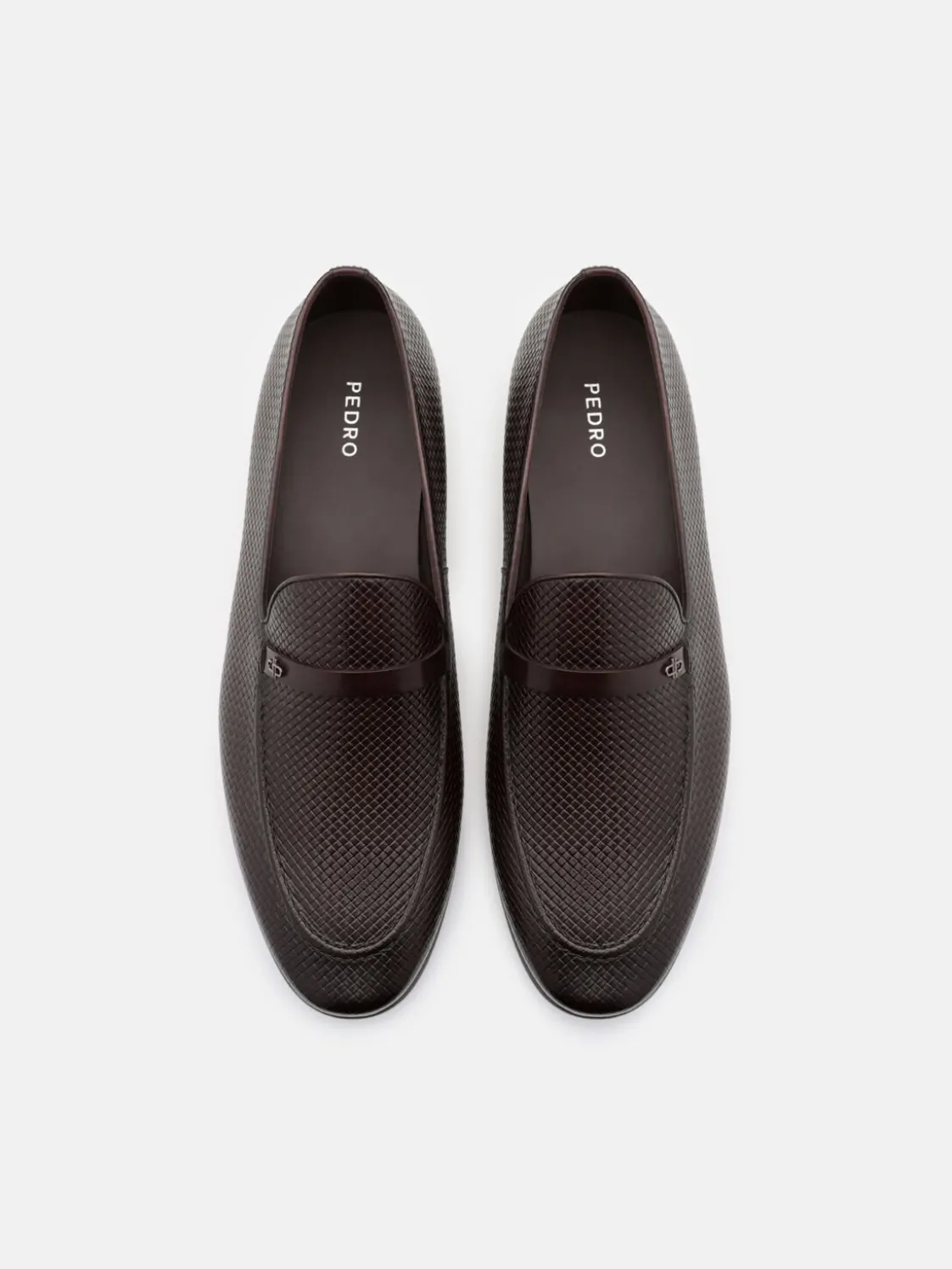 Woven Leather Loafers - Dark Brown Embossed