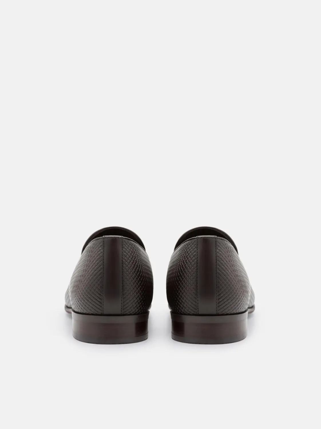 Woven Leather Loafers - Dark Brown Embossed