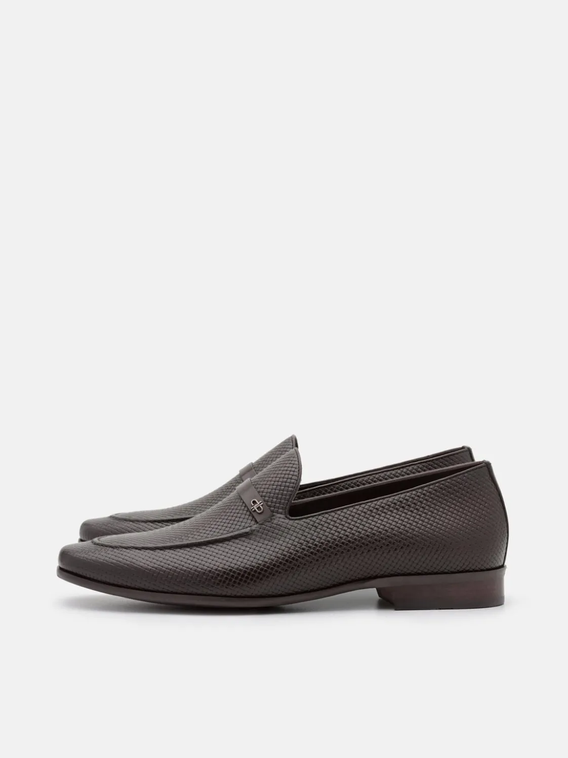 Woven Leather Loafers - Dark Brown Embossed