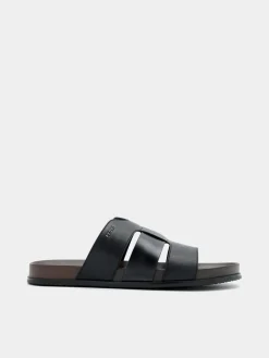 Woven Slide Sandals - Black