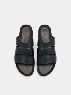 Woven Slide Sandals - Black