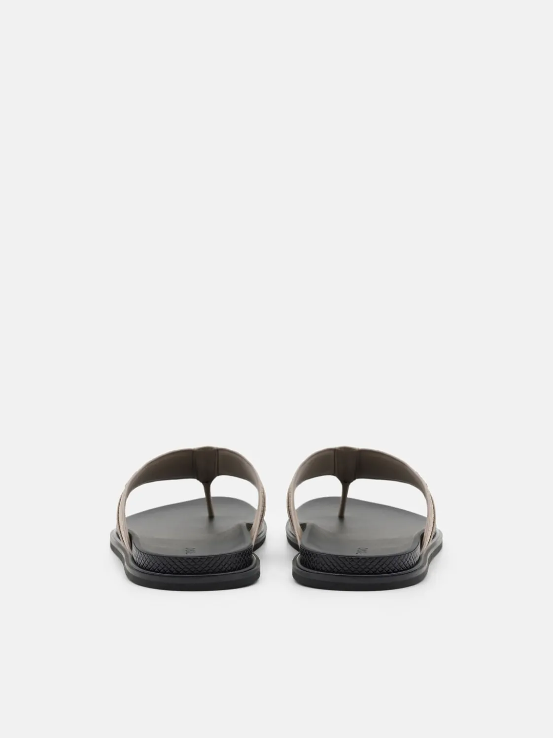 Woven Thong Sandals - Light Taupe Embossed