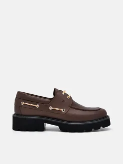 Zoya Leather Boat Shoes - Dark Brown