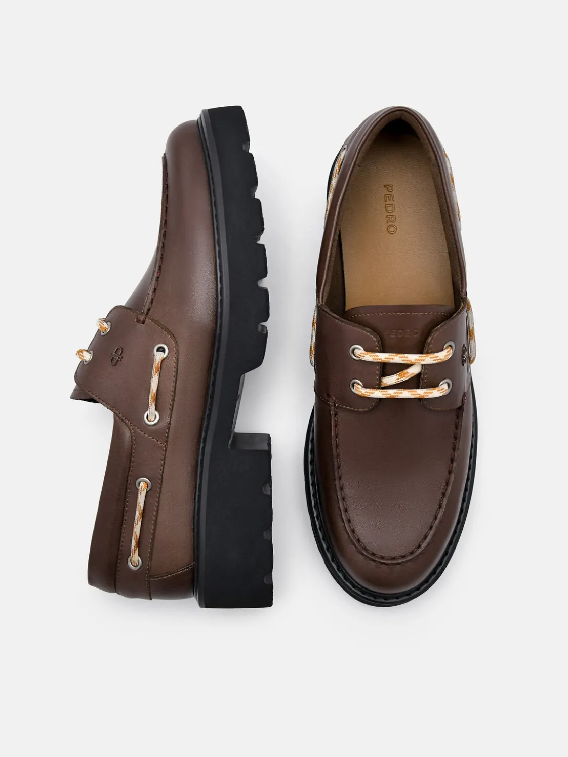 Zoya Leather Boat Shoes - Dark Brown