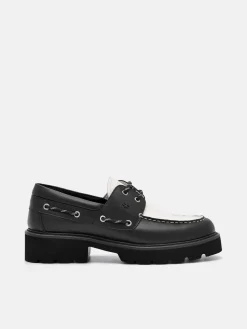 Zoya Leather Boat Shoes - Black