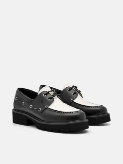 Zoya Leather Boat Shoes - Black