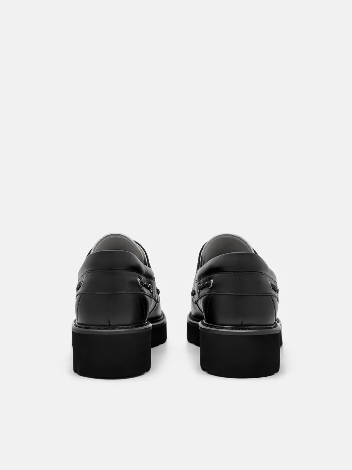Zoya Leather Boat Shoes - Black