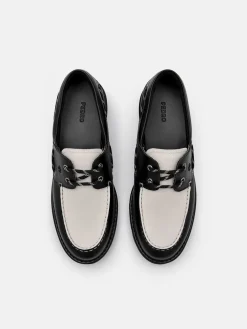 Zoya Leather Boat Shoes - Black