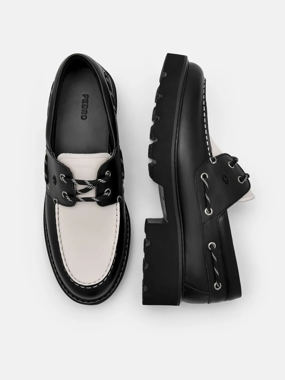 Zoya Leather Boat Shoes - Black